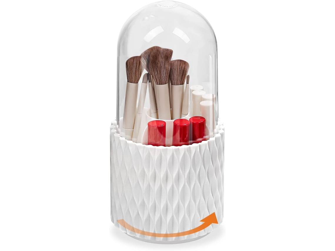 Soporte Giratorio 360° Con Tapa Para Pinceles Y Labiales