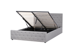 Cama con almacenaje Beliani Amiens Gris Poliéster 171x217x109