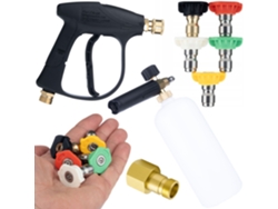 Set Pistola De Presion 300 Bar + 5 Boquillas 1/4'' + Adaptador Easy!lock M22 + Canon De Espuma 1l 200 Bar | Limpieza De Coches, Adoquines, Fachadas