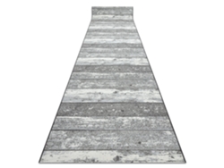 Alfombra de Pasillo con Refuerzo de Goma 80 cm Madera Tablero Gris