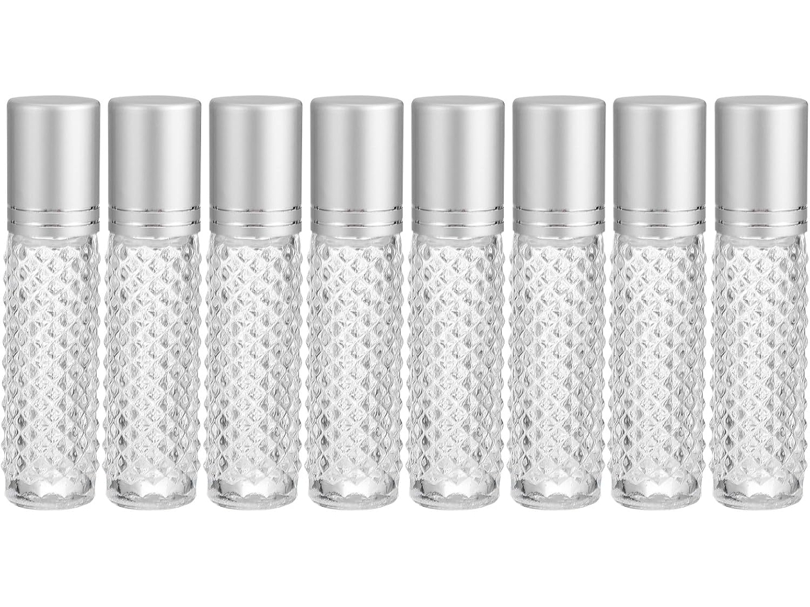 Nuobesty Juego De 8 Frascos De Vidrio Recargables De 10 Ml Con Aplicador Roll-on Y Tapa Antideslizante Con Bola.
