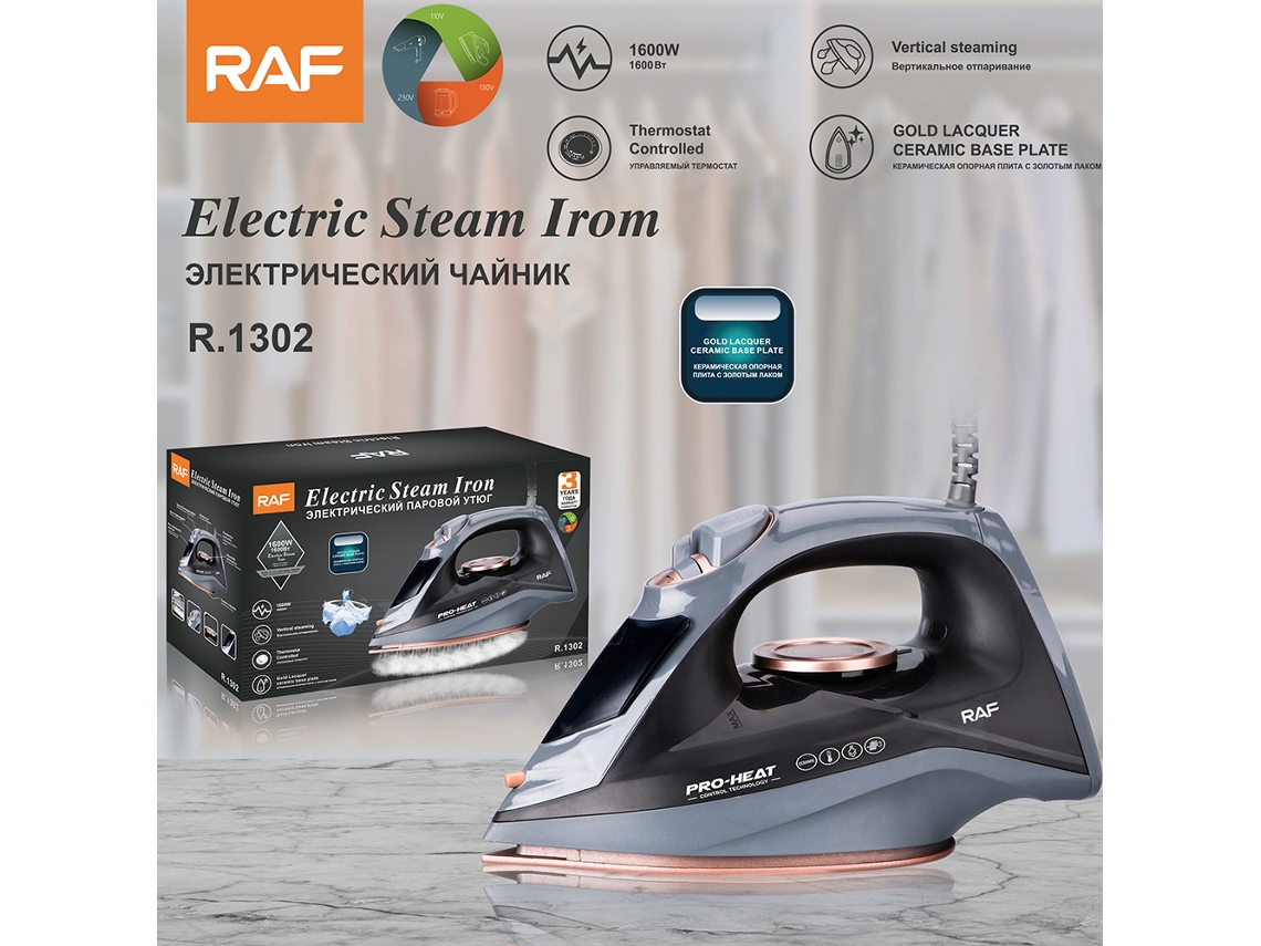 (Gris) Plancha de ropa Euro Gauge - Plancha doméstica portátil - Plancha de vapor - Chorro de agua con temperatura regulable