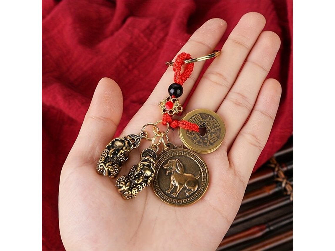 Llavero con colgante de moneda de los Cinco Emperadores y Pi Xiu Pickifypunnyb Slo Slowmoose
