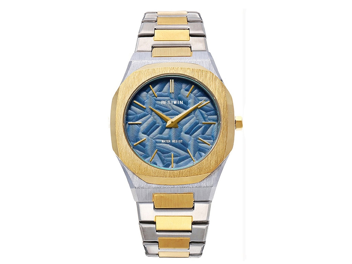 Reloj De Cuarzo Para Hombre (azul Cielo) Con Hojas En Relieve.