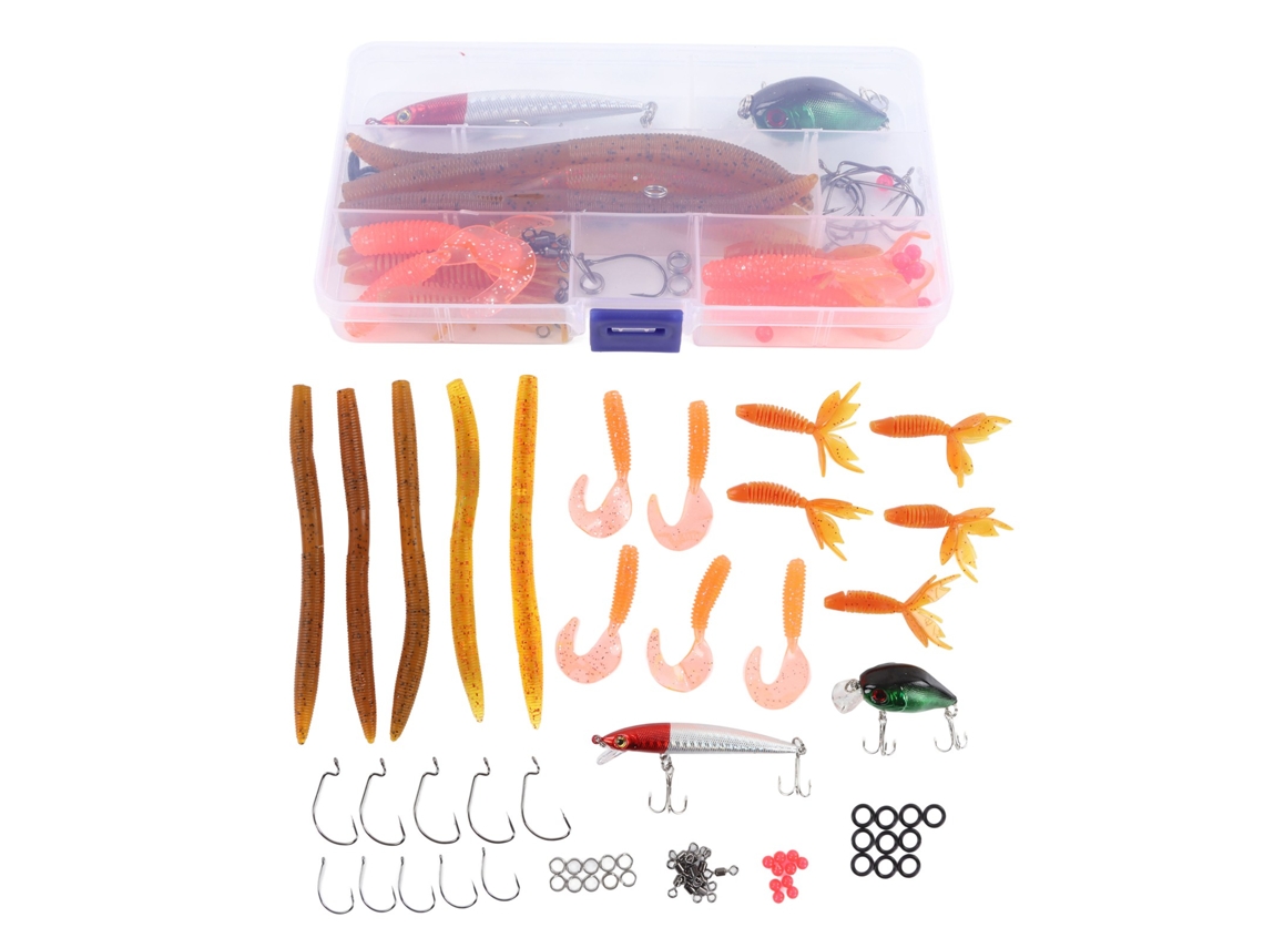 Kit De 67 Piezas De Señuelos De Pesca Con Señuelos Duros Y Blandos, Anzuelos Y Accesorios Para Pesca En Agua Dulce Y Salada.