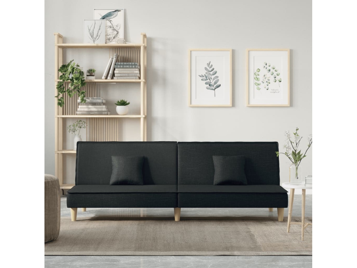 Sofá Cama Sofá Convertible Lovely Home Tecido Negro (200x89x70cm)