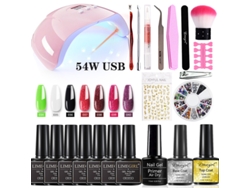 Kit de lámpara UV/LED de 54 W para uñas y esmalte en gel: Juego completo de herramientas para principiantes, incluye pegatinas y decoraciones para uñas.