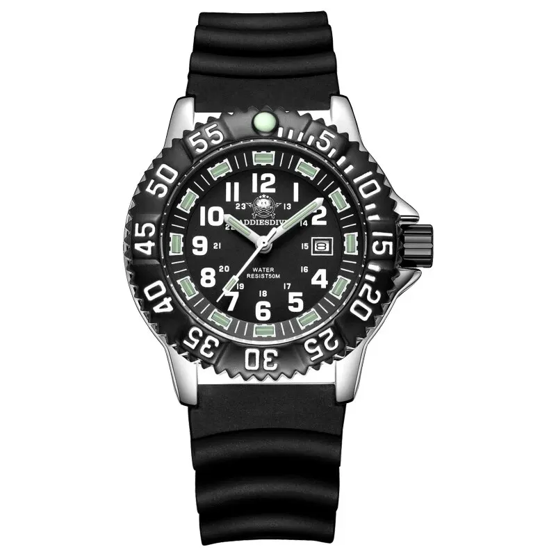 (correa De Silicona) Reloj Casual Y Elegante Para Hombre, Indicador De Fecha, Resistencia Al Agua De 50 M, Elementos Luminosos