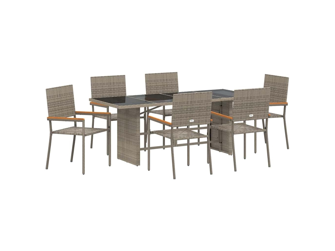 Maison Exclusive - Conjunto De Comedor De Jardín 7 Pcs Gris Ratán Sintético