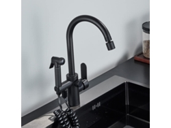 Grifo De Cocina Negro De 360° Con Bidé, Caño Giratorio Y Doble Brazo