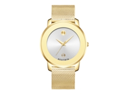 Reloj de cuarzo para hombre MDUG (correa de malla dorada y blanca)