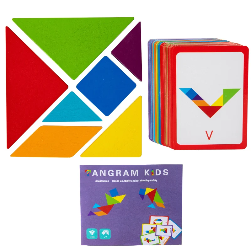 Juego De Rompecabezas Tangram De Madera En 3d, Juguete Educativo Montessori, Material Didáctico Para La Enseñanza De Formas Geométricas.