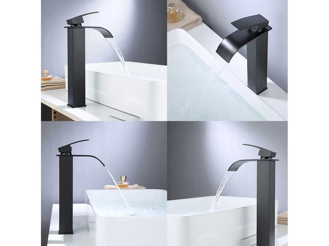 Grifo de cascada mixto de latón Worten para lavabo de baño