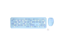 Kit Inalámbrico 2.4g Retro Multicolor Silencioso Con Teclado Y Ratón, Teclado Numérico Para Oficina En Casa - Azul
