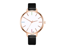 Reloj De Pulsera De Cuarzo Sencillo Para Mujer Zhoulianfa Negro Con Correa De Cuero Sintético.