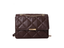 Bolso bandolera cuadrado de piel, bolso de hombro con cadena, bolso bandolera con solapa, marrón Lalamoli