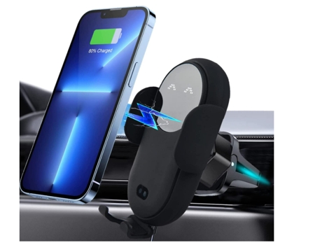 Cargador Coche Inalámbrico Carga Rápida Qi Teléfono CHRONUS Negro