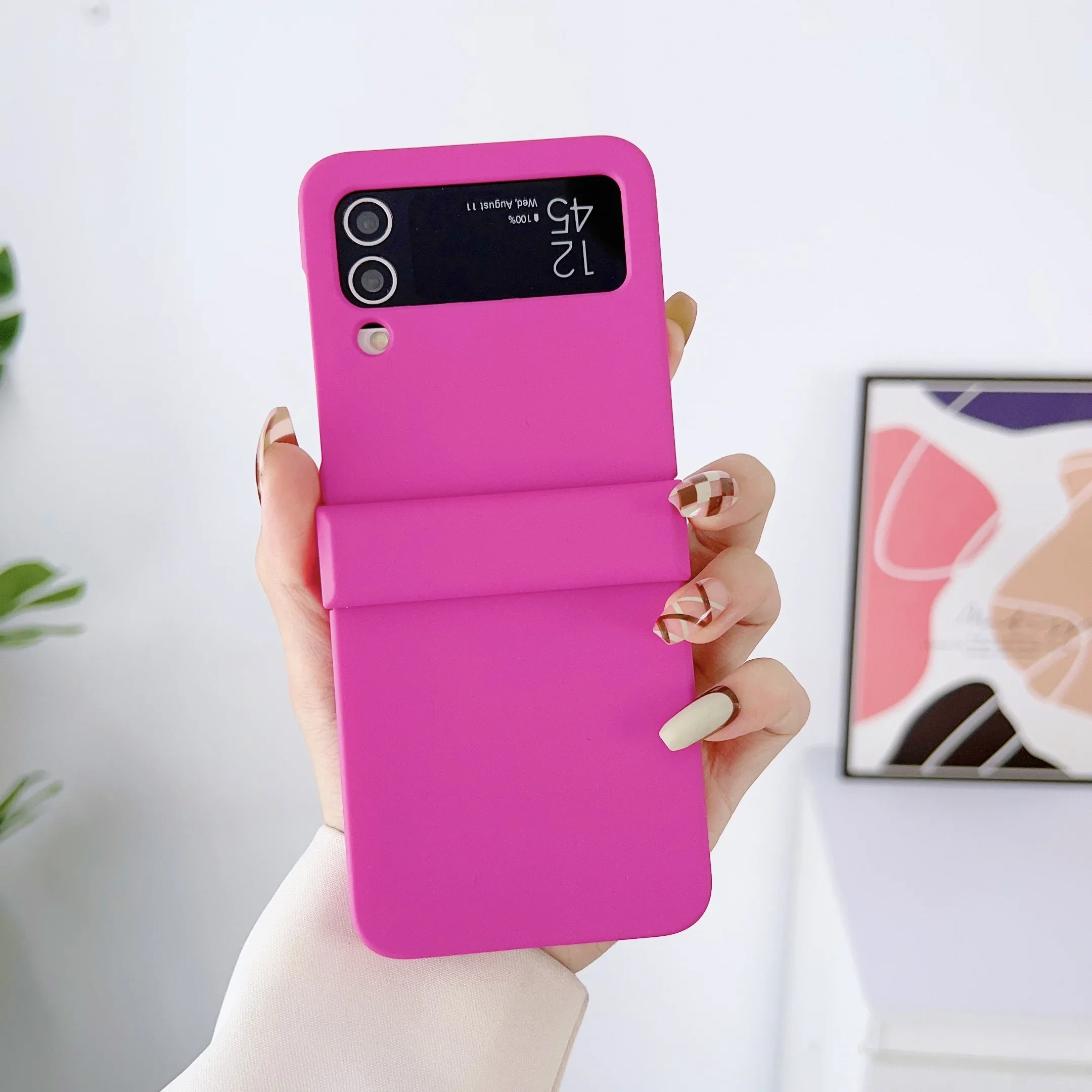 (rojo Rosa, Galaxy Z Flip 7 Fe) Funda Plegable Ultradelgada Y Rígida Para Teléfono, A Prueba De Golpes, Agradable Al Tacto Y Altamente Protectora.
