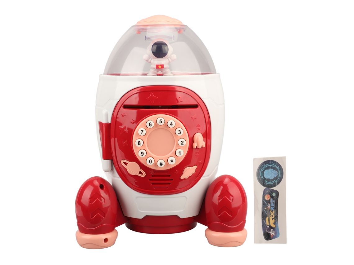 Hucha Con Forma De Nave Espacial Roja Y Contraseña Para Niños