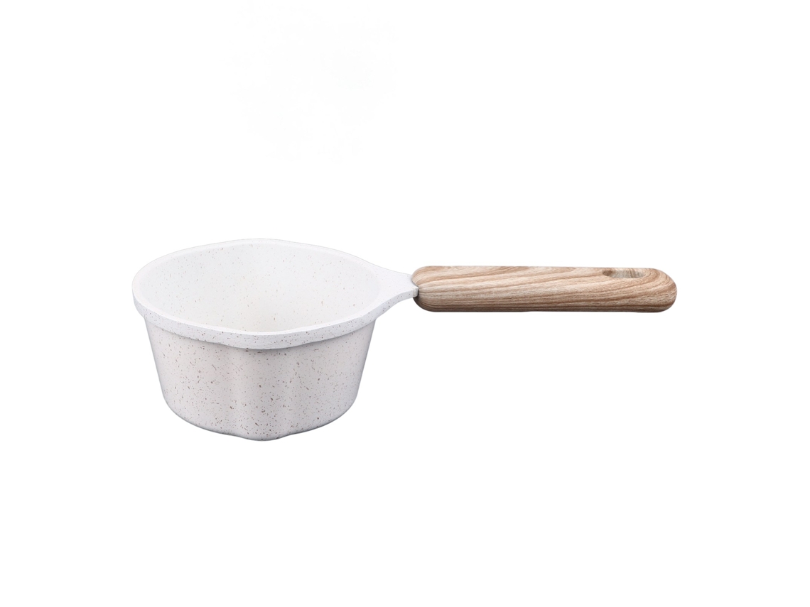 Cacerola Antiadherente De Piedra Medicinal Con Vertedor Para Cocinar Aceite De Oliva, Leche Y Freír - Blanca
