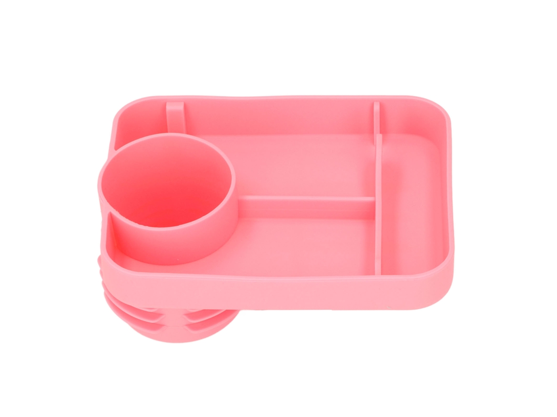 Bandeja para cochecito de bebé con soportes y compartimento para aperitivos y comida de bebé.
