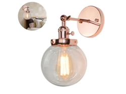 Lámpara De Pared Industrial Antigua Con Lámpara De Vidrio 15cm E27 Vintage Bronce Rosado Para Cocina Bar Café
