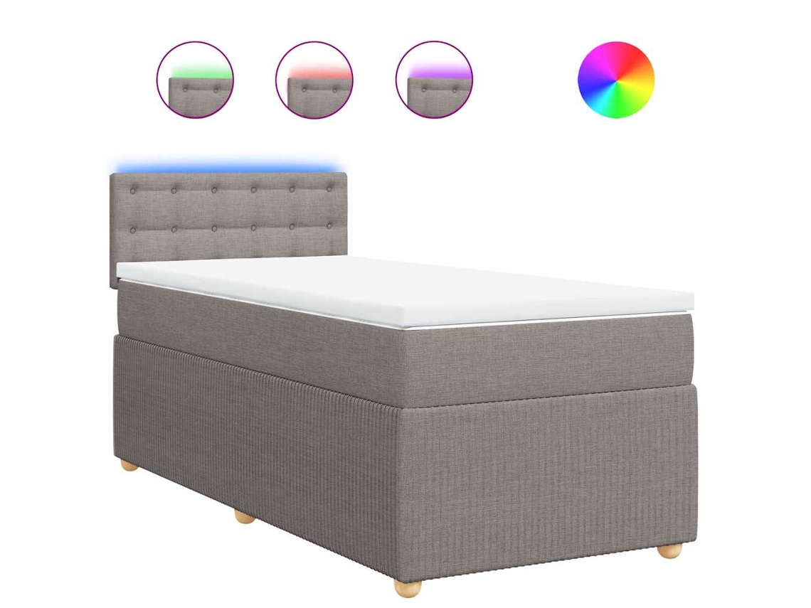 Maison Exclusive - Cama Box Spring Con Colchón Tela Gris Taupe 90x190 Cm