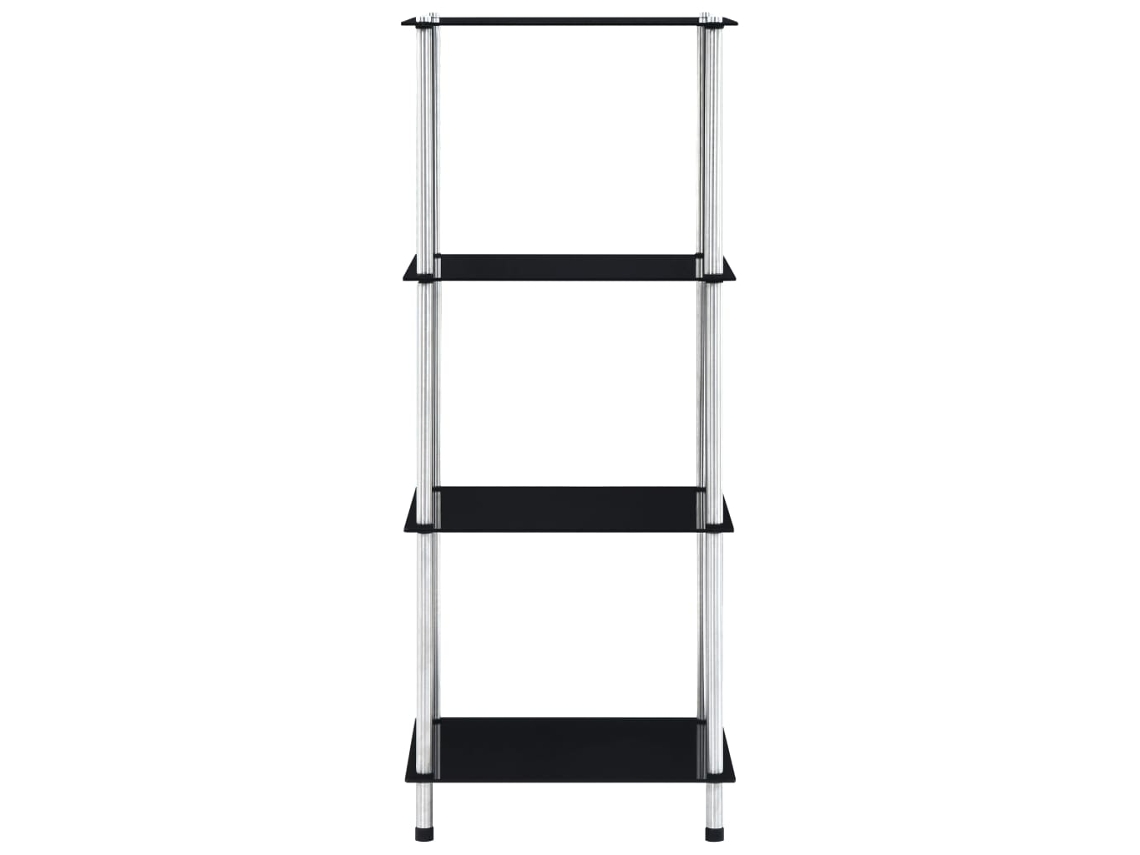 Estantería 4 Niveles Cristal Templado Negro 40x40x100 Cm