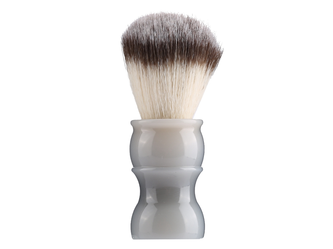Pincel De Afeitado Manual Profesional Para Barba Con Pelo Denso De Nylon Para Hombre Bigote Gris Blanco
