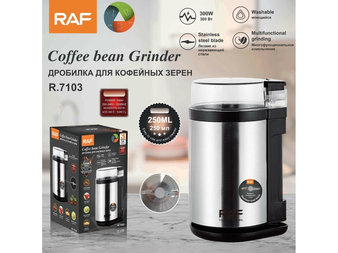 Batidora multifuncional estándar europea - 250 ml - Molinillo eléctrico para café en grano - Molinillo para granos y especias