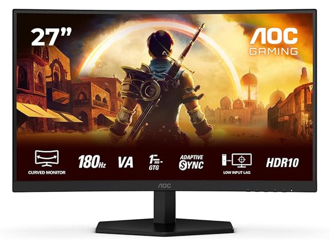 Monitor curvo Full HD para juegos C27g42e de 27 pulgadas, 180 Hz, 1 ms, Freesync Premium (1920 x 1080, 1 HDMI 2.0, 1 pantalla AOC)