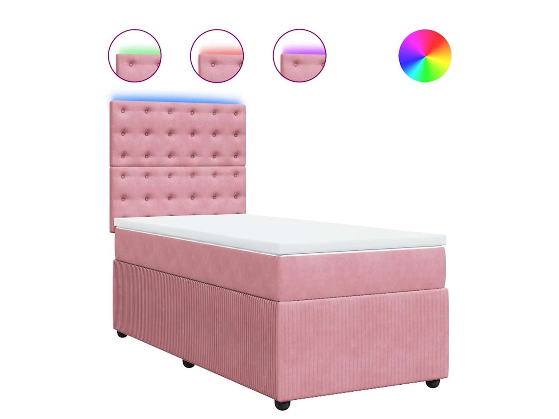 Maison Exclusive - Cama Box Spring Con Colchón Terciopelo Rosa 90x190 Cm