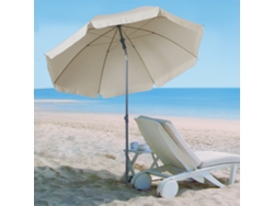 Guarda-sol De Praia Pmm Capitali, 202 Cm De Diâmetro, Com Cobertura Inclinável, Mastro Removível E Estaca Na Base Para Jardim, Bege.