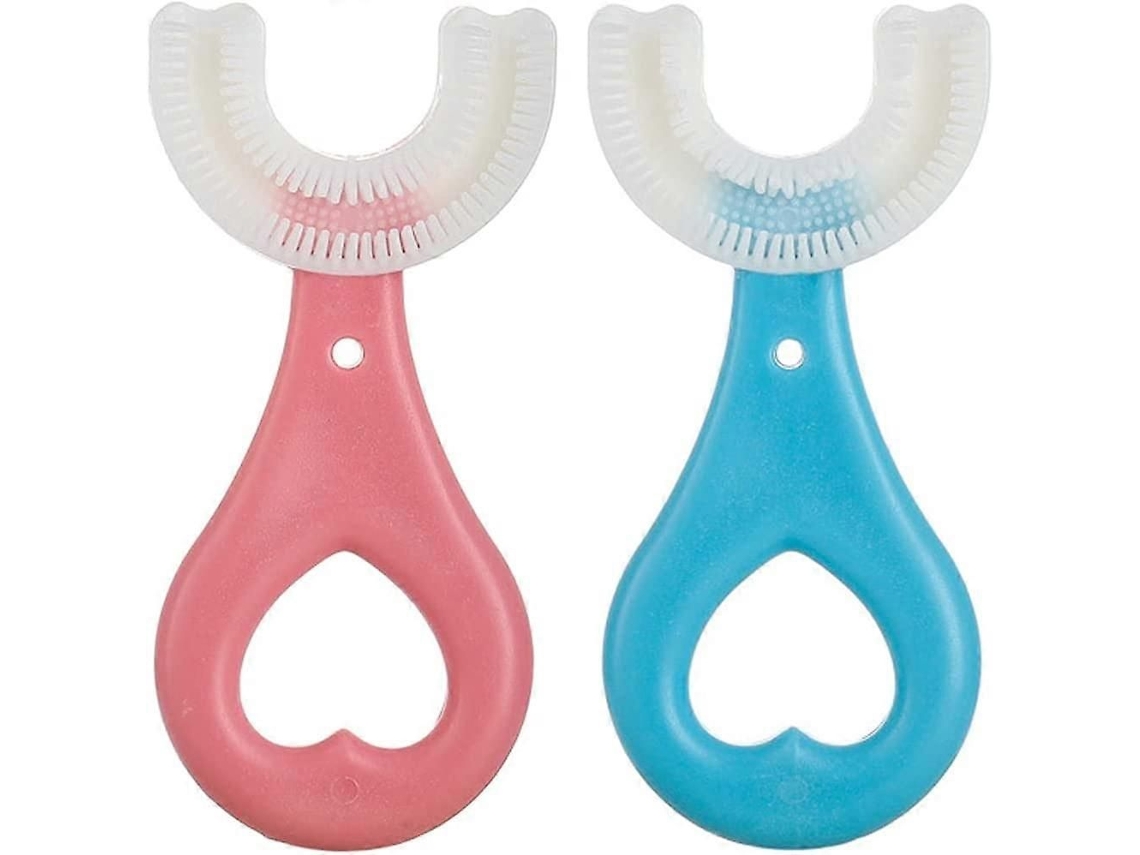 Cepillo de dientes infantil en forma de U, de uso manual, con cabezal de silicona suave, apto para niños de todas las edades, diseño GOKOCO (2 unidades).