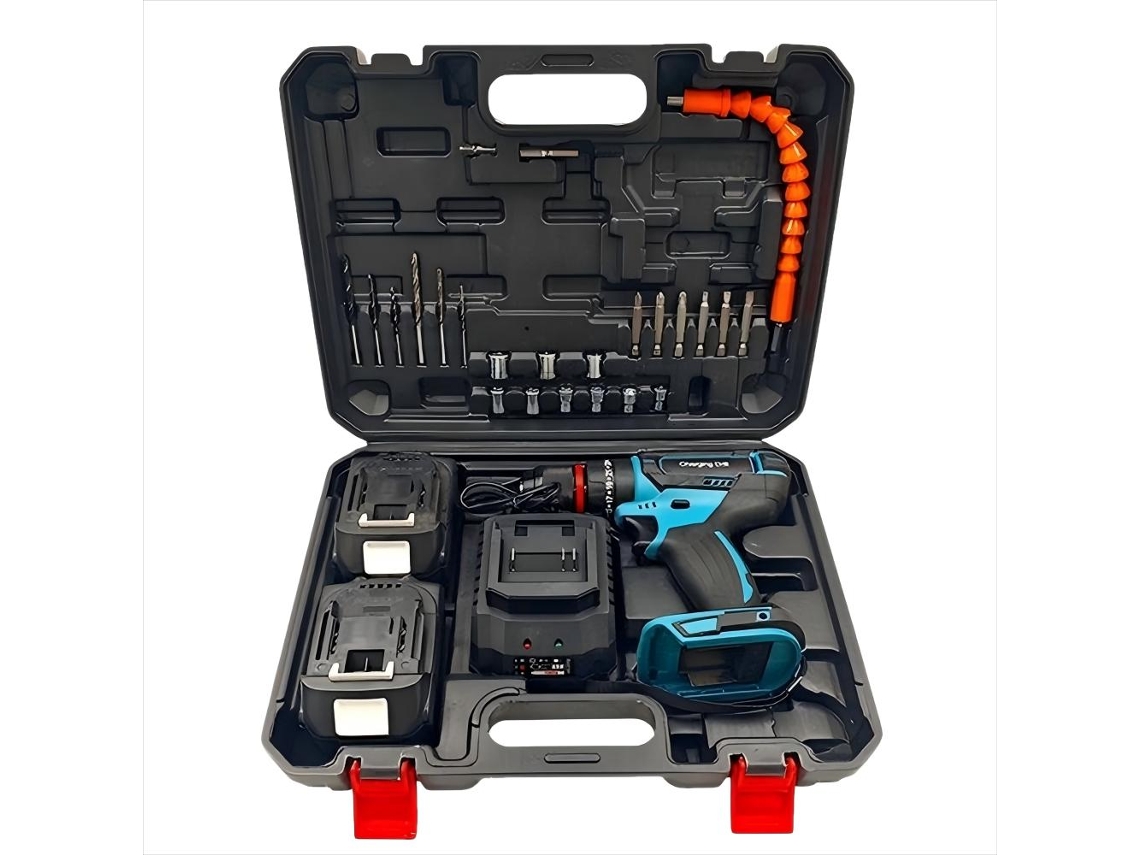 Kit de taladro industrial WD 07, taladro inalámbrico de 48 V con dos baterías y varios accesorios. Tienda Uuzeit