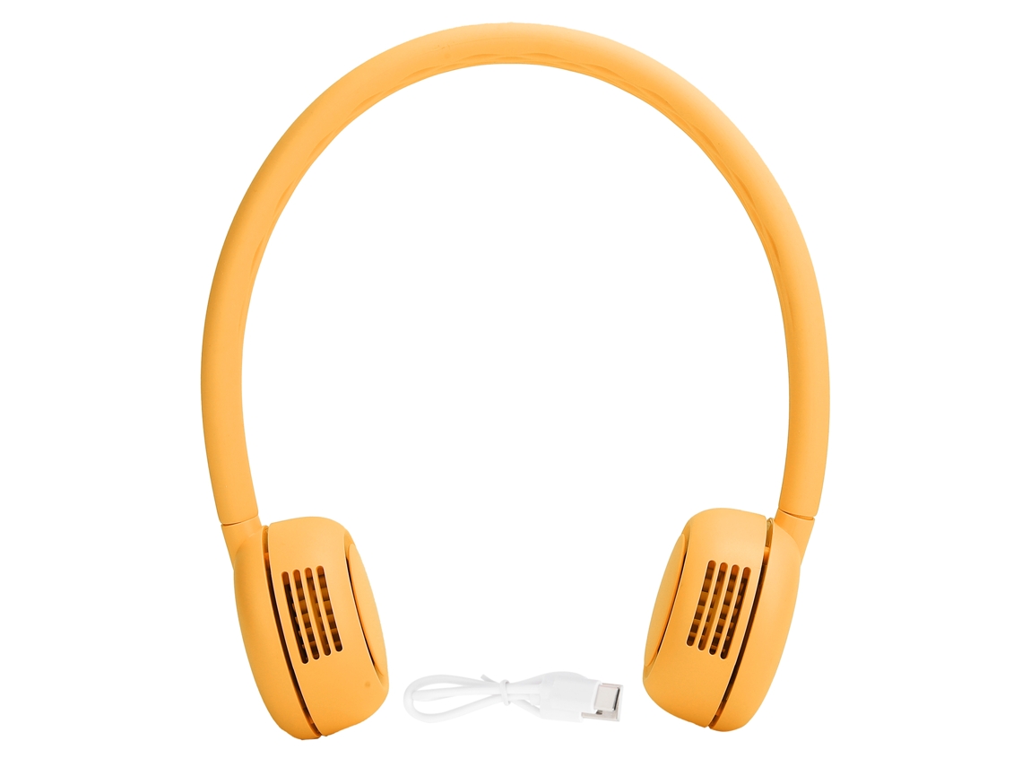 Ventilador de cuello recargable por USB sin ventilador, amarillo, 2000 mAh