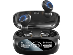 Auriculares inalámbricos con graves potentes, sonido envolvente, Bluetooth con cancelación de ruido, color negro.