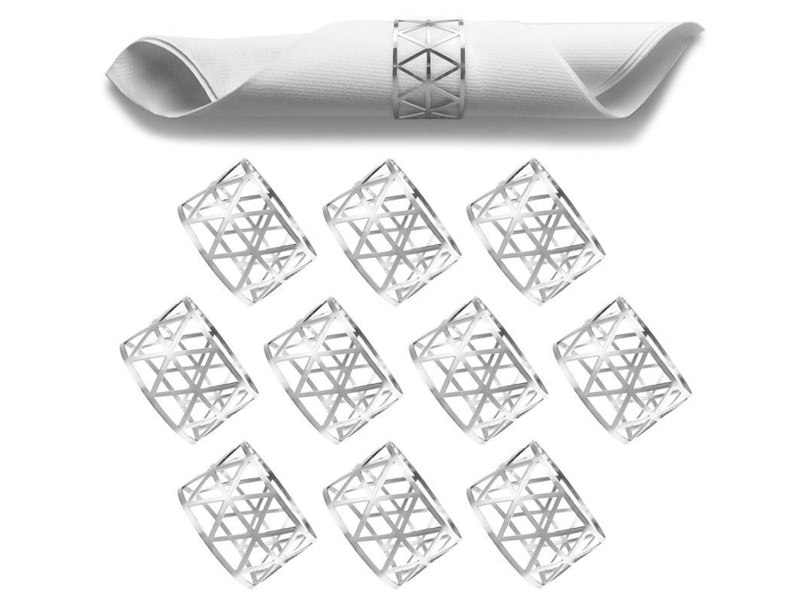 Anillos Para Servilletas De Plata, 10 Piezas De Metal Con Diseño Hueco, Juego Universal Para Servilletas.