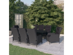 Juego de comedor de jardín DKD Home Decor de 9 piezas en gris oscuro