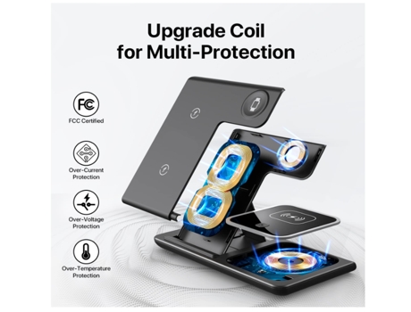 Soporte de cargador inalámbrico 3 en 1 para Apple Watch7/6/5/4/3/2/SE para Airpods 3/2/Pro negro BISBISOUS