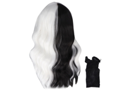 Peluca Corta Rizada Con Calcetines Blancos Y Negros Para Cosplay