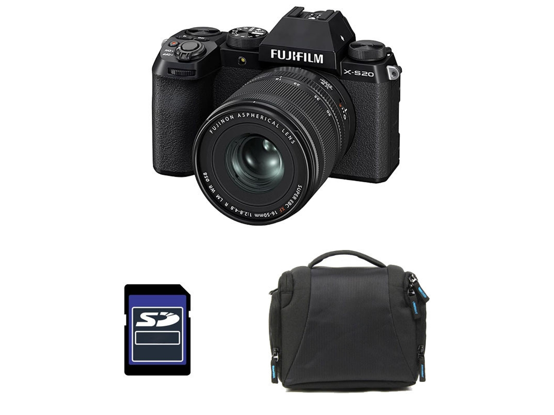 Fujifilm X-S20 Negra + Objetivo 16-50mm + Bolsa + Tarjeta SD de 8GB