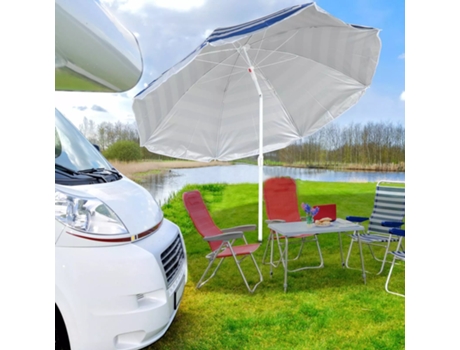 Sombrilla playa de Aluminio 180cm Sombrilla Plegable Antiviento Raya Blanco SELEOK