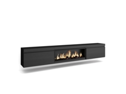 Mueble Tv, Televisión, 267x35x45cm, Para Tv Gran Formato, Chimenea Eléctrica Xxl, Colgado, Suspendido, Negro