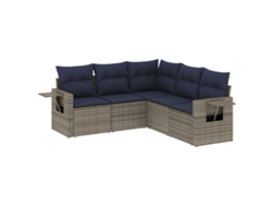 Maison Exclusive - Conjunto De Sofá De Jardín De 5 Piezas Con Cojines, Poliratán Gris