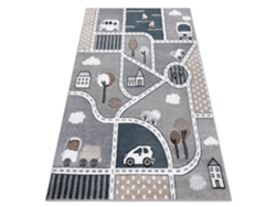 Alfombra Fun Strade Para Niños, Calle, Pueblo Gris (280 x 370 cm)