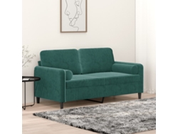 Sofá De 2 Plazas Con Cojines Terciopelo Verde Oscuro 140 Cm