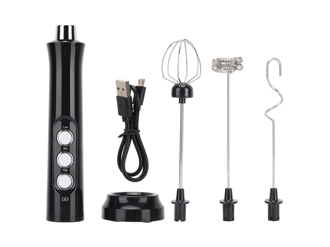 Espumador De Leche Eléctrico Portátil Con Batidor De Huevos, 3 Velocidades, Carga Usb.