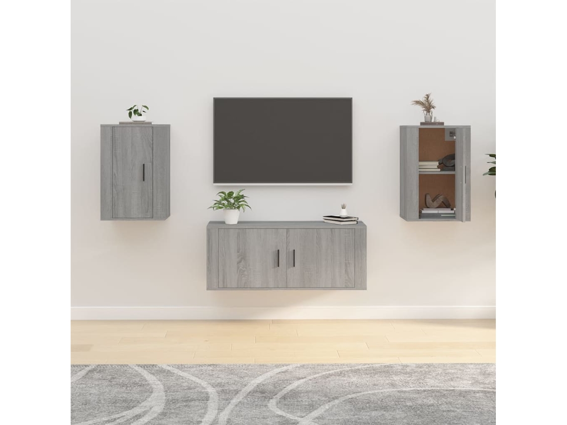 Estantería/Muebles de TV de Pared 2 Pzs 40X34,5X60 Cm Gris Sonoma