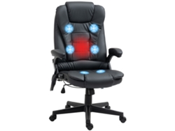 Silla de oficina negra con función de masaje, calefacción, reclinación y movimiento de balanceo de 360°.